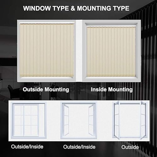 Miniatura 9 de Persianas verticales 100% opacas sin cables, tela de listones de 3.5 pulgadas, aislamiento térmico, ahorro de energía, protección UV, decoración