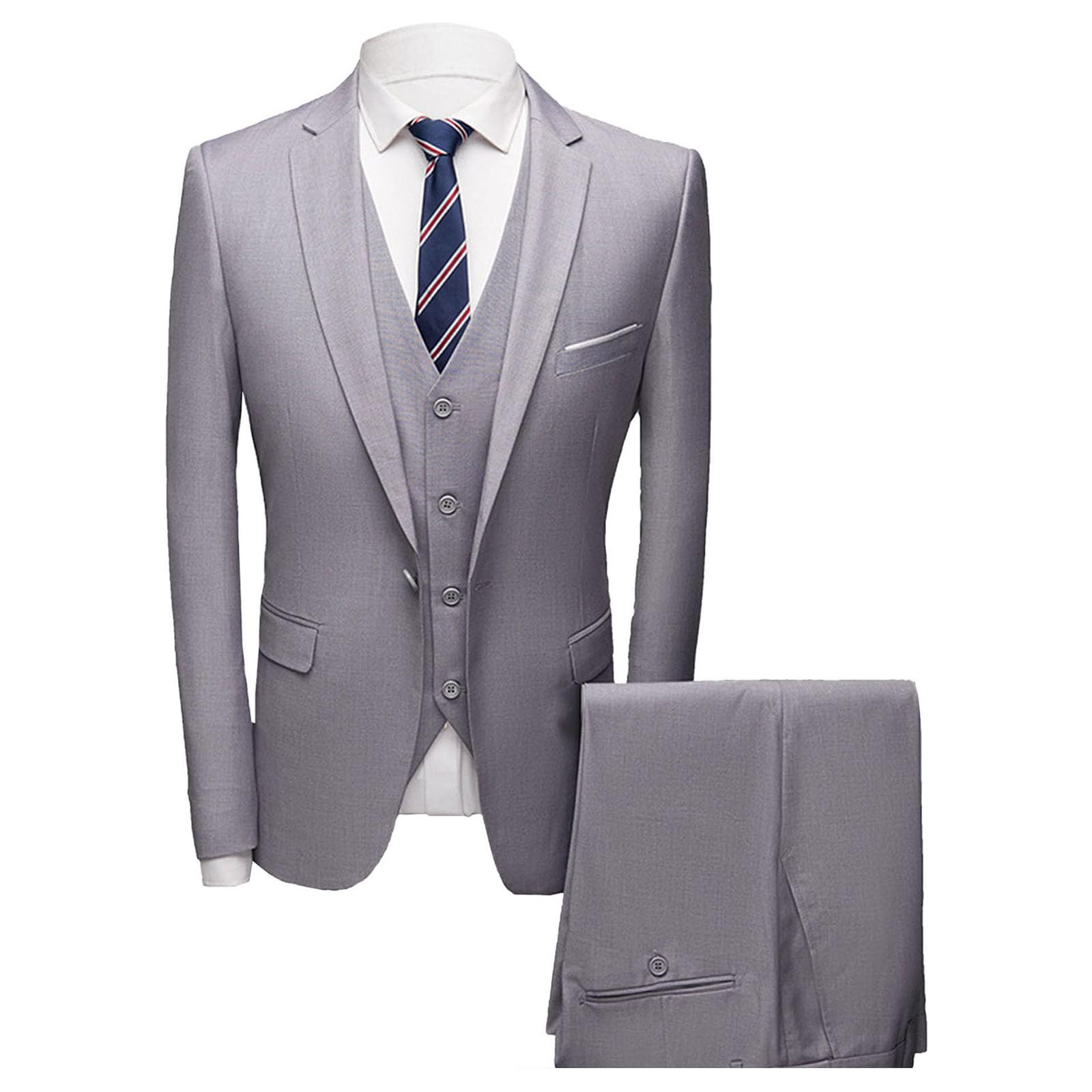 Traje Formal de Hombre de Tres Piezas: Chaqueta Ajustada un botón, Esmoquin para Negocios o Bodas, Chaleco y pantalón.