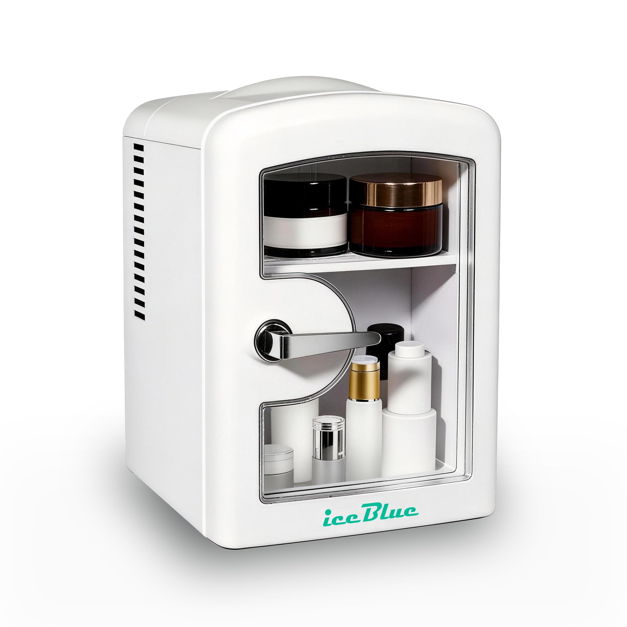 Mini Fridge, 4 Liter /6 Cans Skincare Fridge with Viewing Window - White