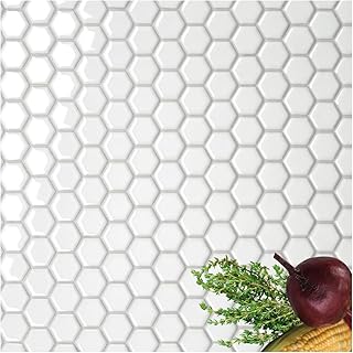 Tenedos Hexagon 1x1 Porcelain Shiny Finish Mosaic Floor Wall Tile Backsp...