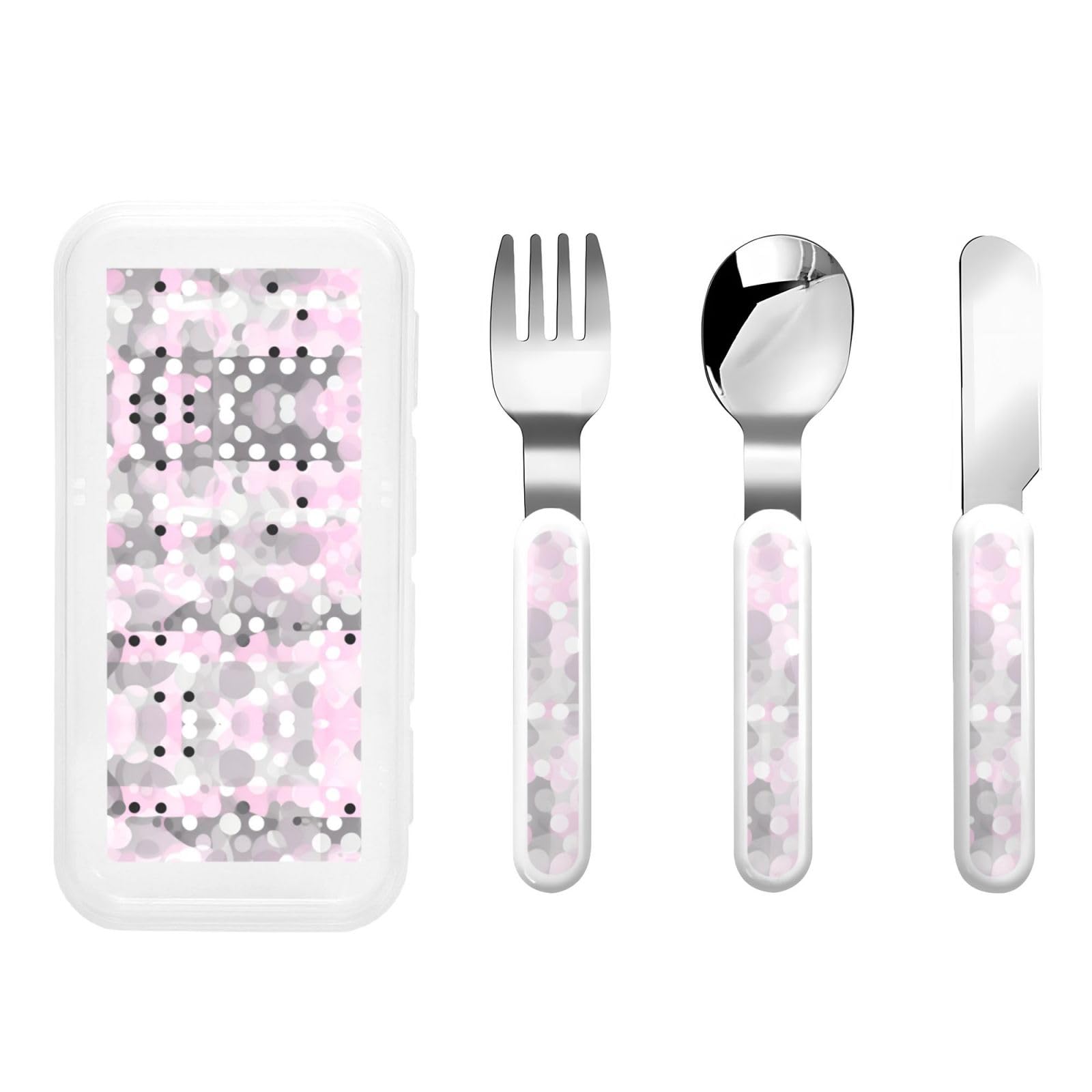 Gray White Modern Polka Dot Stainless Steel Cutlery Set Stainless Steel Cutlery Fork Spoon And Knife For Daily