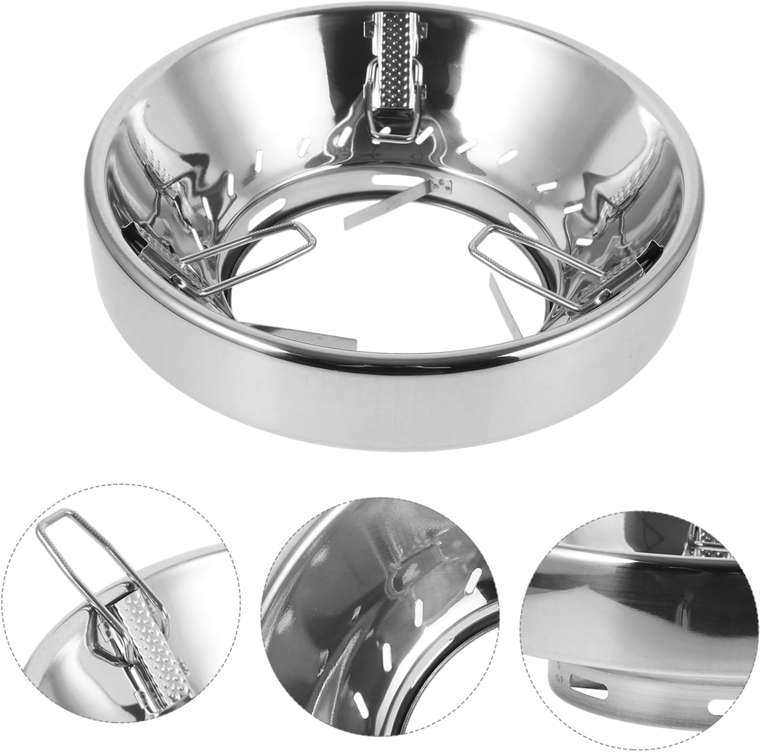 TEHAUX Windproof Wok Ring for Gas Stove Thick Stainless Steel Wok Stand Non-Slip Base Universal Fit for Household Cooking