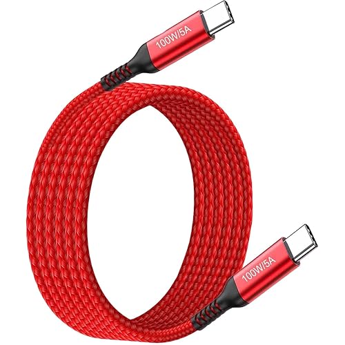 100W USB-C to USB-C Long Charging Cable 10FT,Type-C Fast Charge Nylon Braided Cord for Apple-iPhone 15,Sam Sung Galaxy S22/S21,MacBook Pro,iPad mini 6,iPad Air 5 4,Google Pixel 6,PS5 Controller