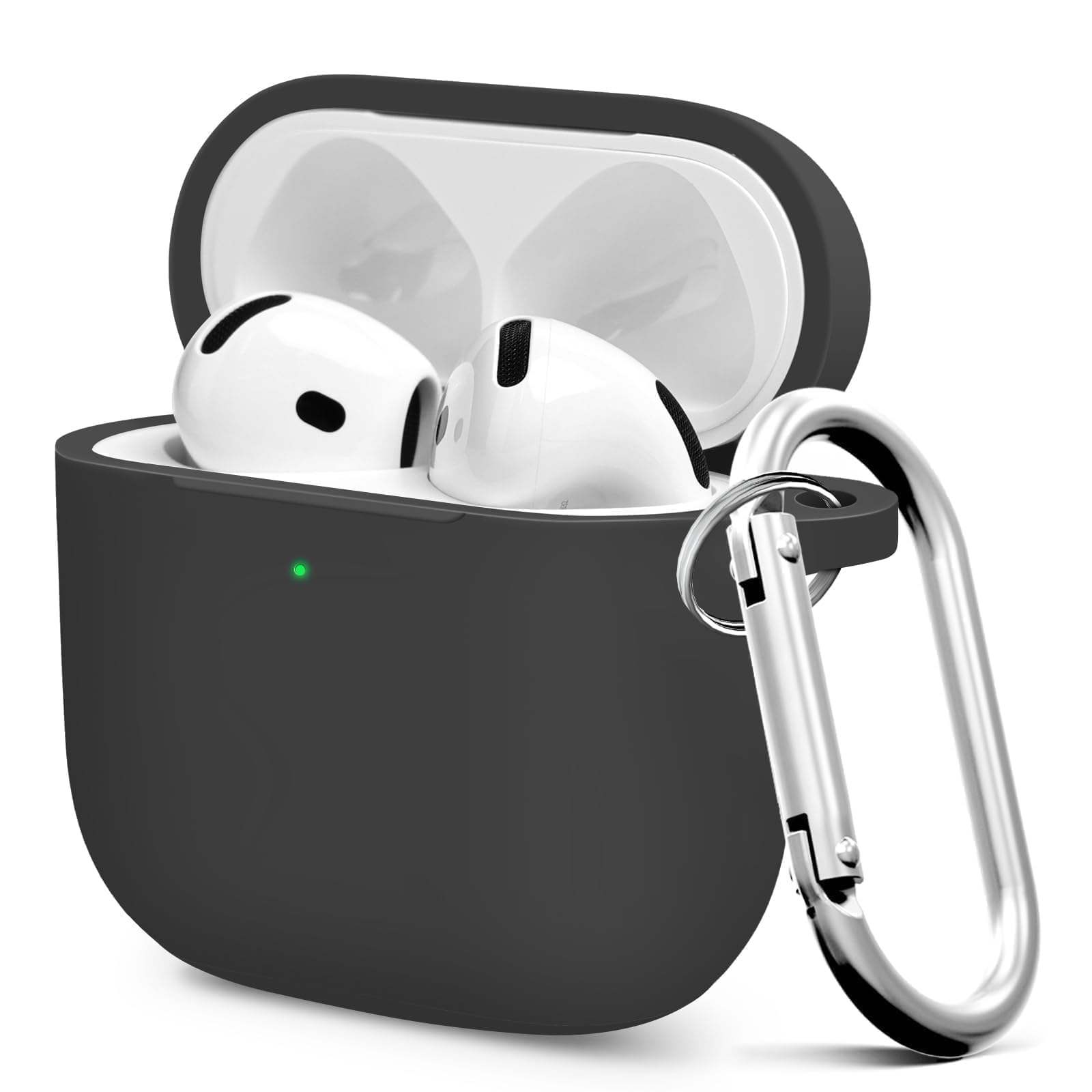 Premium Protective Case for AirPods 4th Generation - Stylish & Durable AirPods Case with Keychain for Air Pod & AirPods Accessories（Black）