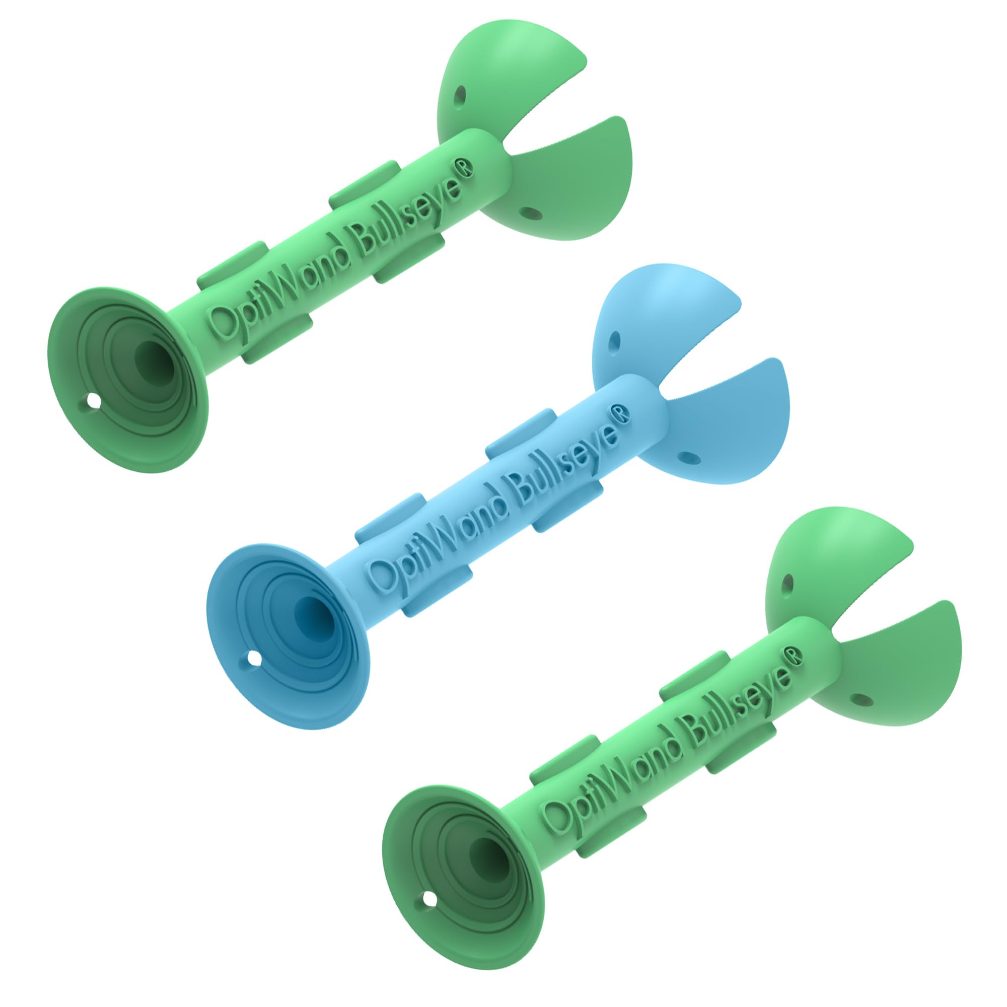 OptiWand Bullseye - Paquete de 3 herramientas grandes de inserción y extracción de lentes de contacto blandas, de silicona, con agarres grandes para los dedos, seguro, fácil de usar, tamaño de viaje 1,88