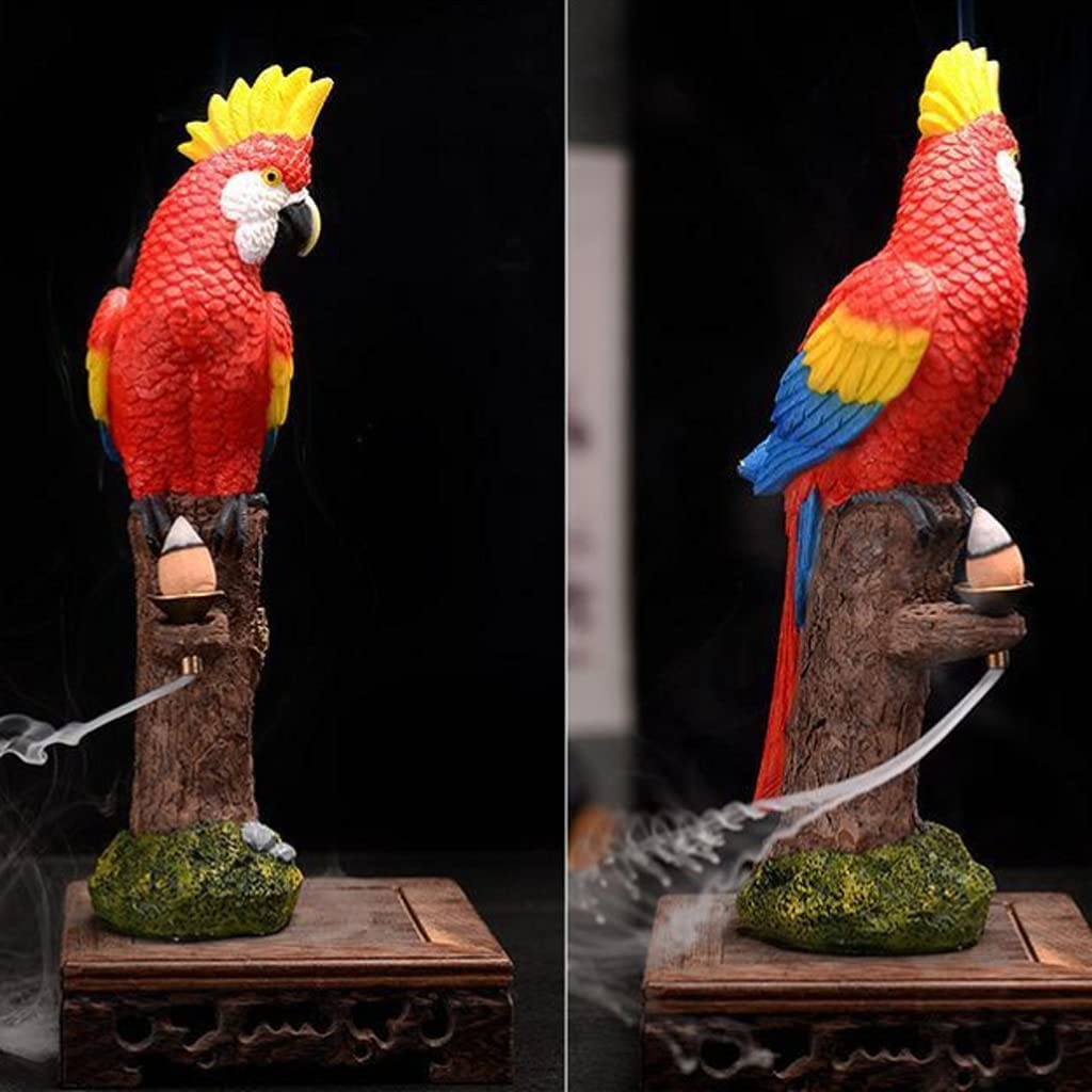 Kadzielnica do Dekoracji Salonu Parrot Kadzidło Z Przepływem Zwrotnym Ręcznie Robiony Wodospad Kadzidło Do Wystroju Domowego Biura Wystrój świątyni Domu(Rot)