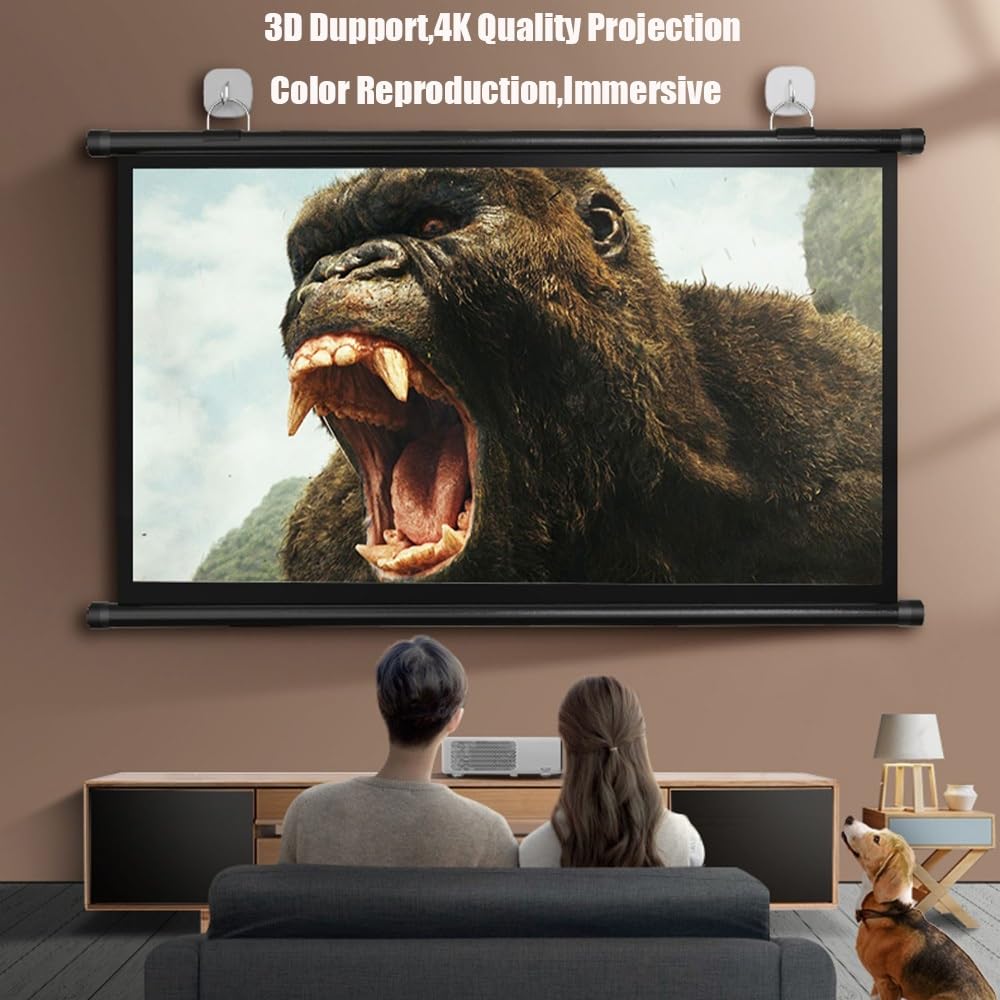 Schermo Videoproiettore,Schermo Proiettore Portatile per Esterni 16:9, Schermo Cinematografico Pieghevole Antipiega per Casa,Ufficio,Aula(134cm)