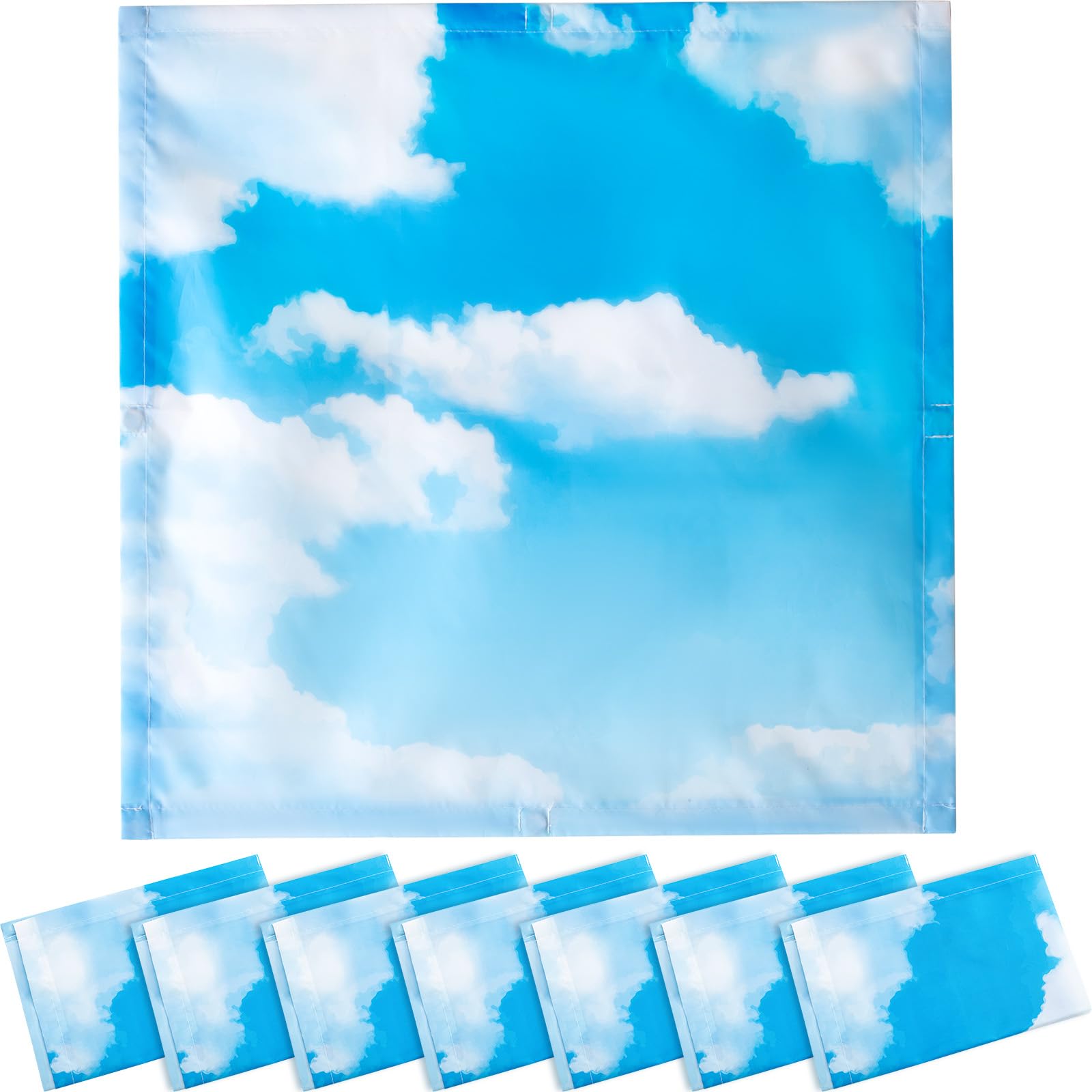 8 Pcs Fluorescent Light Covers, 2x2 Feet Fabric for Ceiling Lights, Sky