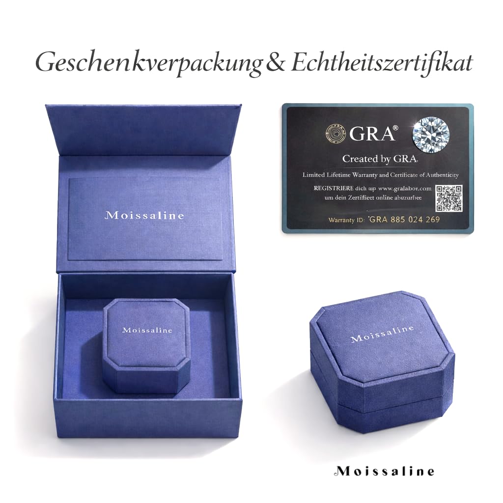 Vergoldete Creolen, Moissanit Diamant 925 Sterlingsilber, Huggie Ohrringe Brillantschliff hypoallergen Silberstift inkl. Geschenkbox & GRA Zertifikat, Damen