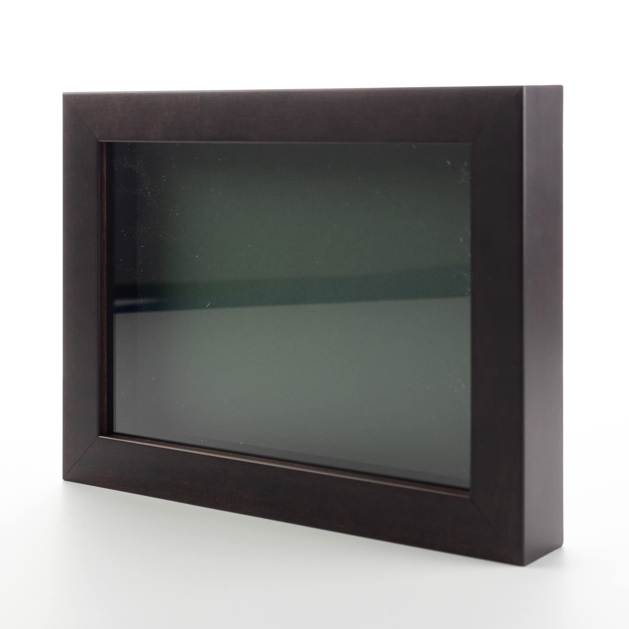 Dark Brown 20x20 Wood Shadow Box Display Frame with Green Acid-Free Backing UV Acrylic & Hanging Hardware - with 3/4