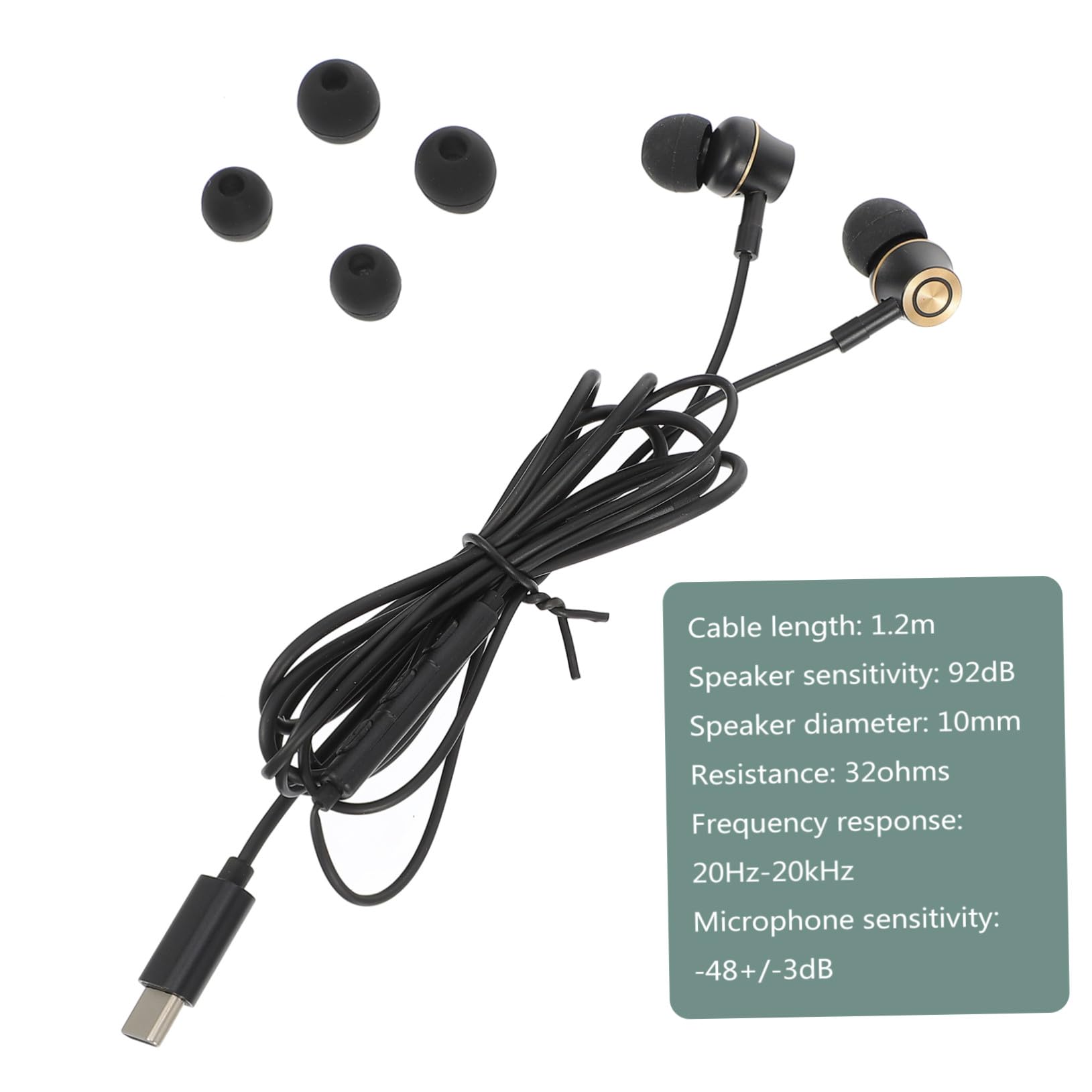Angoily 3pezzi Auricolari In-ear Type-c Con Microfono e Controllo Volume Cuffie Metalliche Per Smartphone e Tablet Isolamento Acustico e Design Ergonomico Per Lavoro e Viaggio