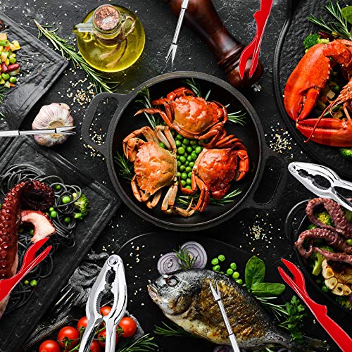 11 Piece Seafood Tools Set includes 2 Crab Crackers, 4 Lobster Shellers, 4 Crab Leg Forks/Picks and 1 Storage Bag-Nut Cracker Set