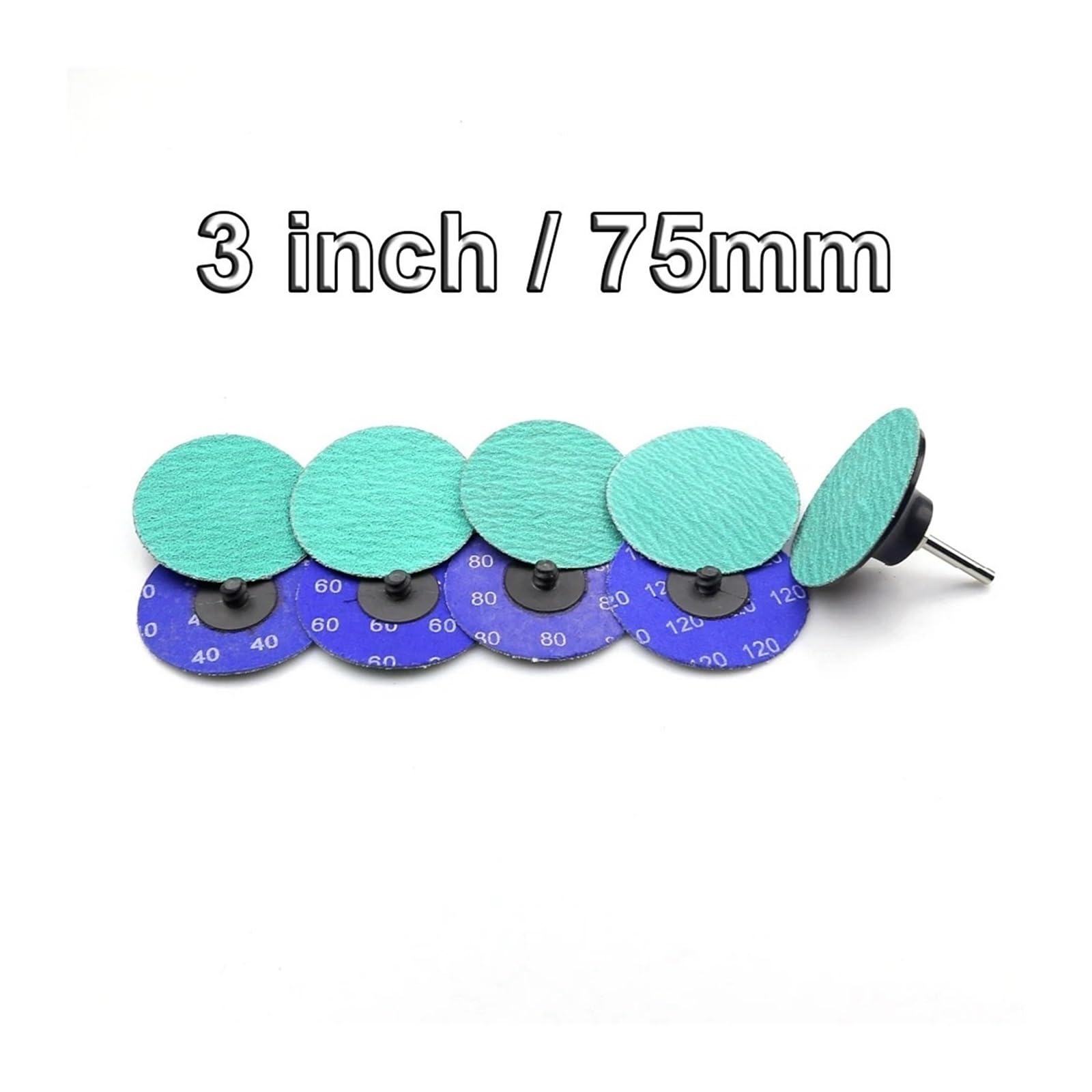 100 piezas 50mm/75mm disco de lijado abrasivo de Zirconia P40-120 soporte de taladro for molienda de Metal duro(3 inch 75mm-P40)