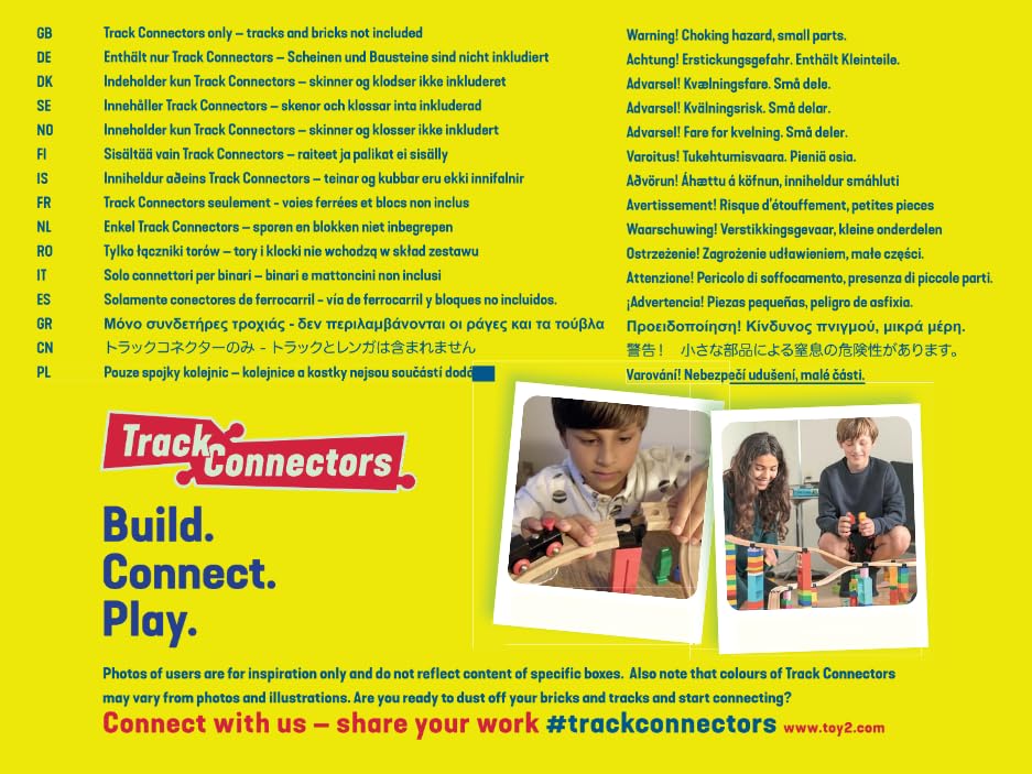 Image of TOY2 Basic Building Kit | 8 Train Track Connectors Toys Compatible with Brio & Lego Duplo | Kit with Rail Connectors | Durable Wooden Rail Connector Set