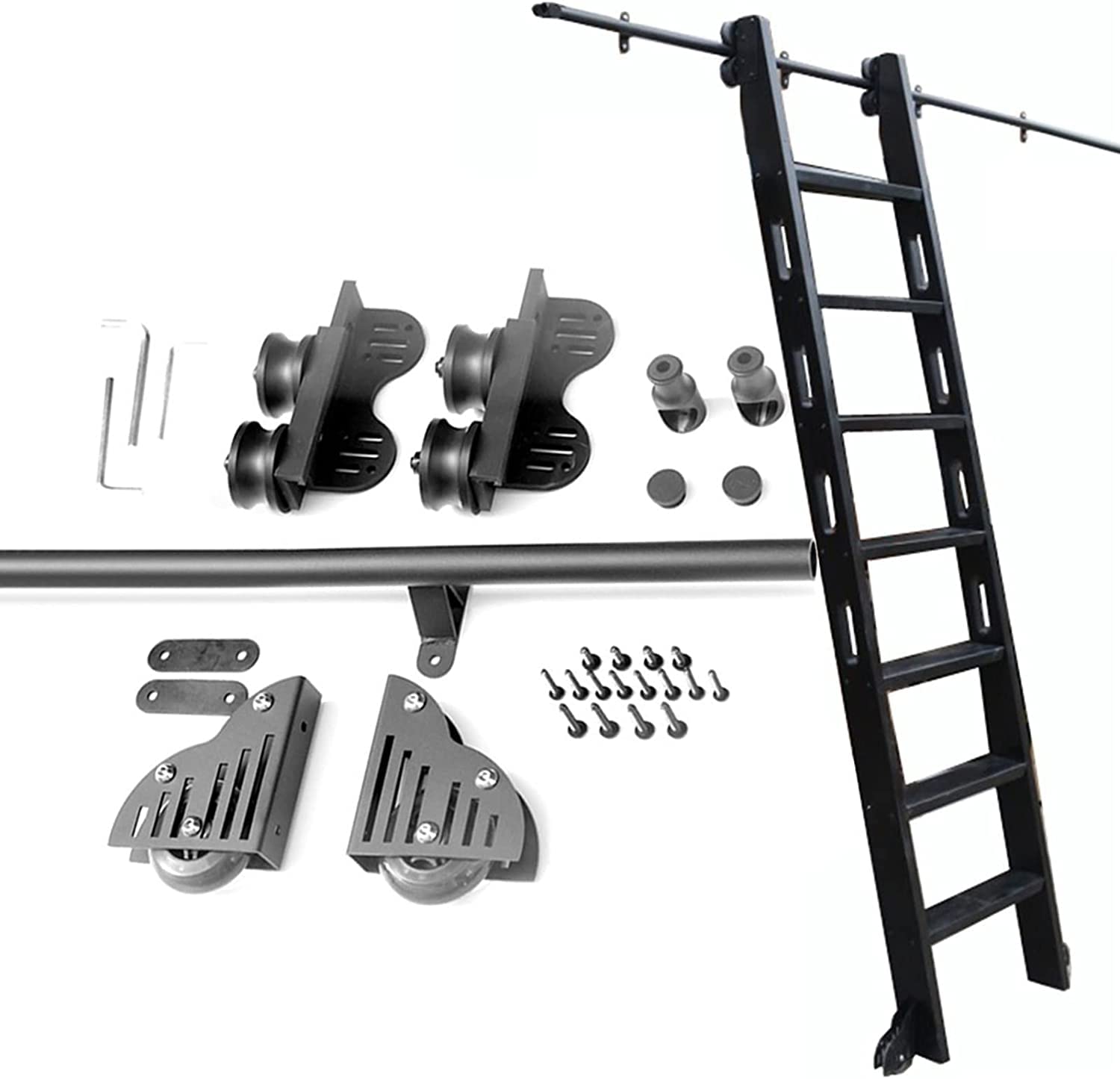 Kit quincaillerie pour échelle coulante de bibliothèque en acier noir de 3,3 à 20 pieds