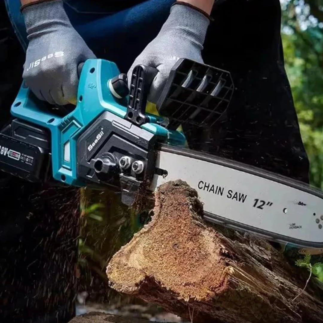 Motosega a Batteria 12” per Potatura con Oliatore, Sega Elettrica per Legno con 2 Batterie, Compatta e Portatile per Giardinaggio.