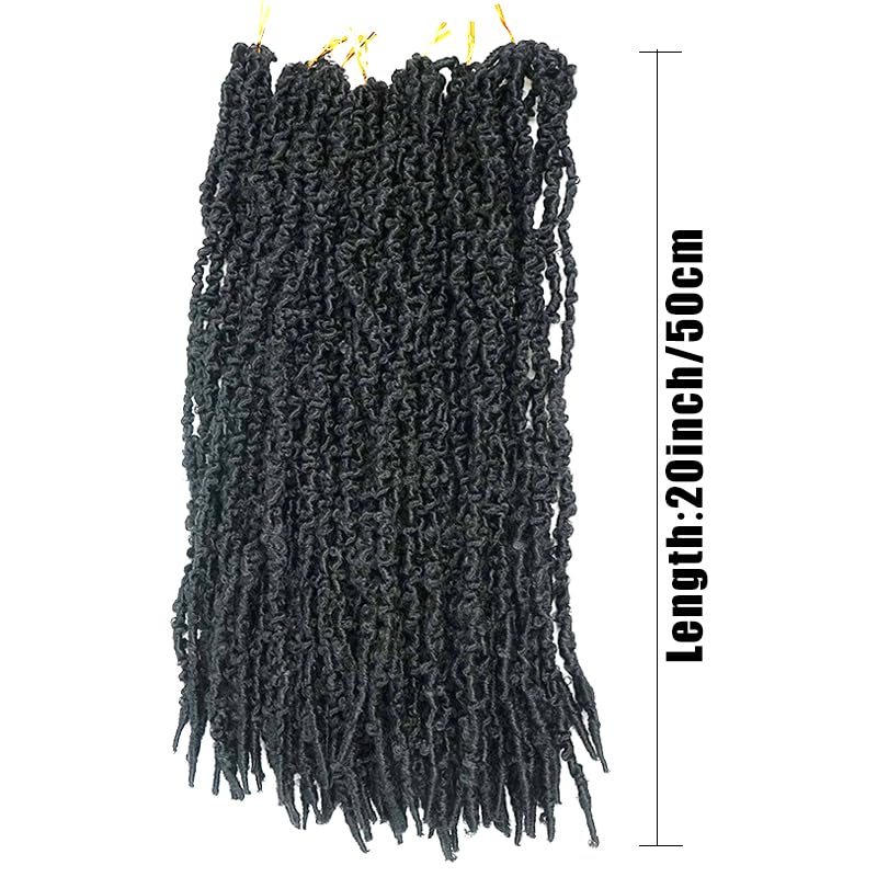 Supernova 7 Packs Butterfly Locs Crochet Hair 20 Inch Distressed Faux Locs Crcoeht Hair 1B# Pre-twsied Synthetic Hair Fluffy Goddess Butterfly Soft Crochet Braids Hair Extensions (20 Inch, 7Packs)
