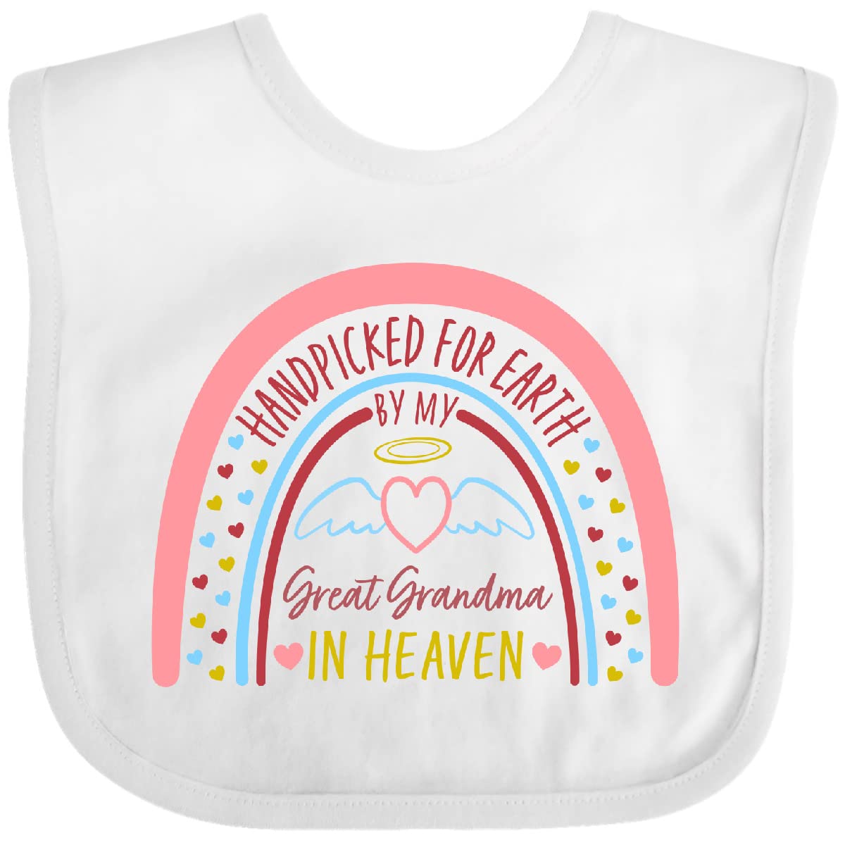 inktastic Handpicked for Earth By My Great Grandma in Heaven- Rainbow Baby Bib