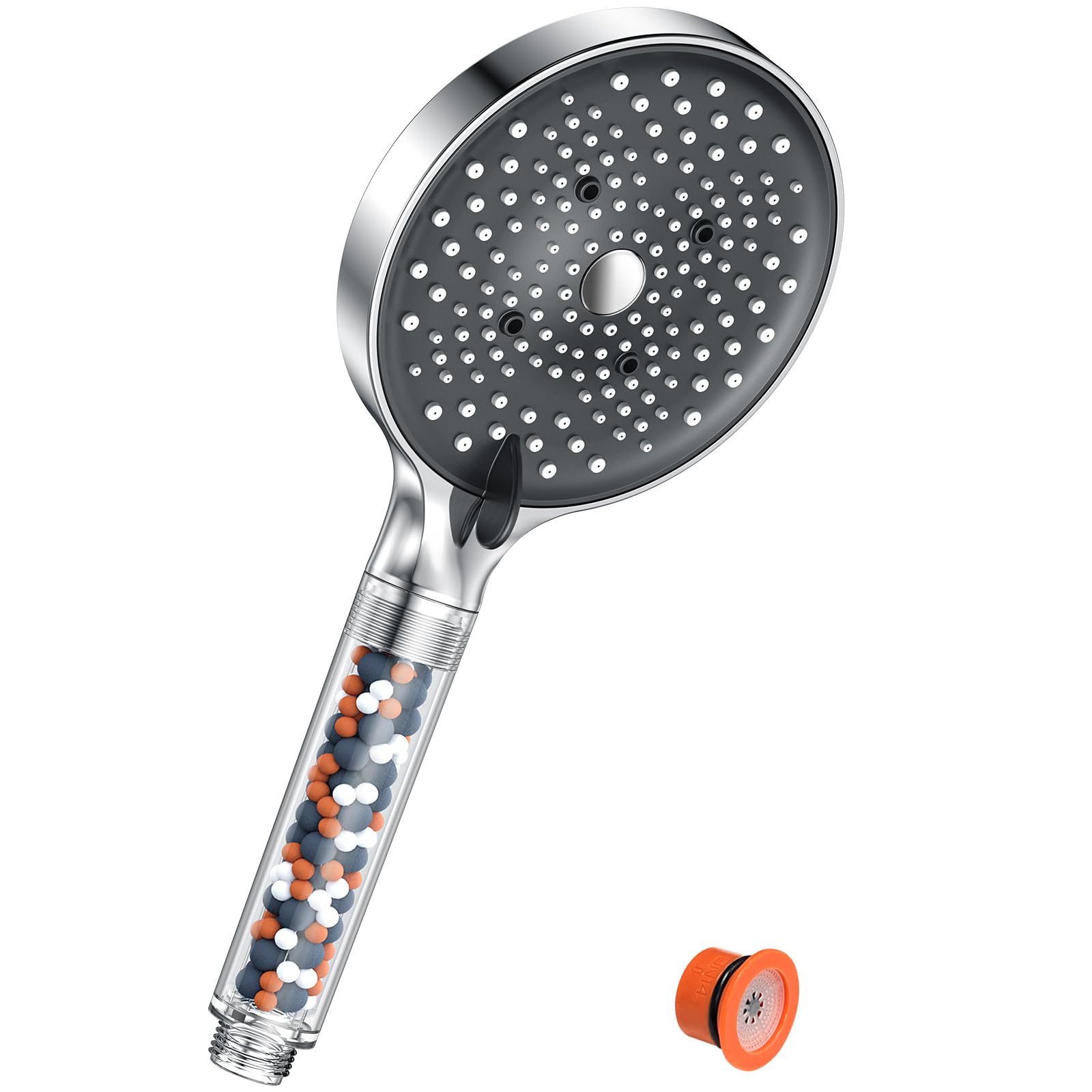 Pommeau de Duche YEAUPE PRO Pommeau de Douche Economie Deau Pommeau de Douche Anti calcaire Grand (130mm de diamètre) Pommeau de Douche Haute Pression avec 6 types de jets Chrome
