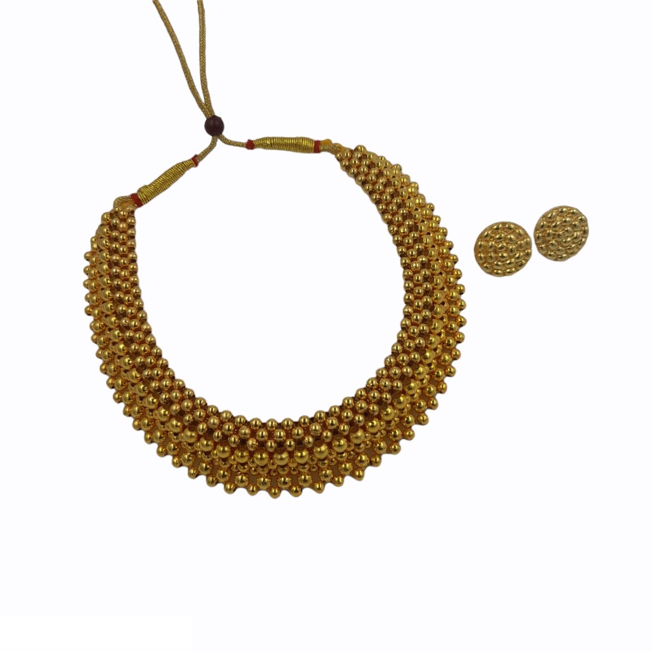 Swaroop Designer Traditional Golden Plated Kolhapuri Thushi For Women Short Choker Necklace (Golden Choker Necklace-4) (B0B3RQNQ6R) Amazon Price History, Amazon Price Tracker