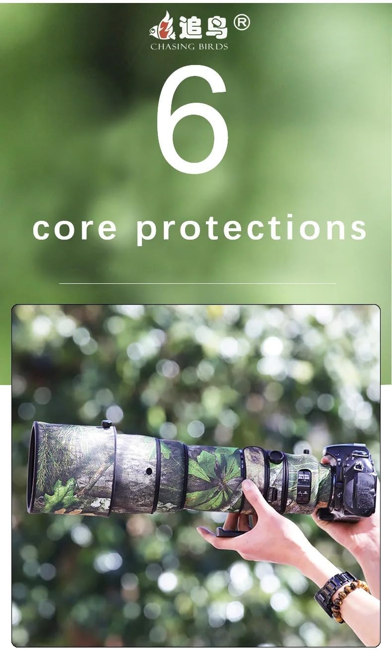 CHASING BIRDS Lens Camouflage Waterproof Coat for Nikon AF-S 200-400mm F4 G II ED VR Rainproof Lens Protective Cover (Pine Camouflage, with 2.0X TC (TC-20E III))
