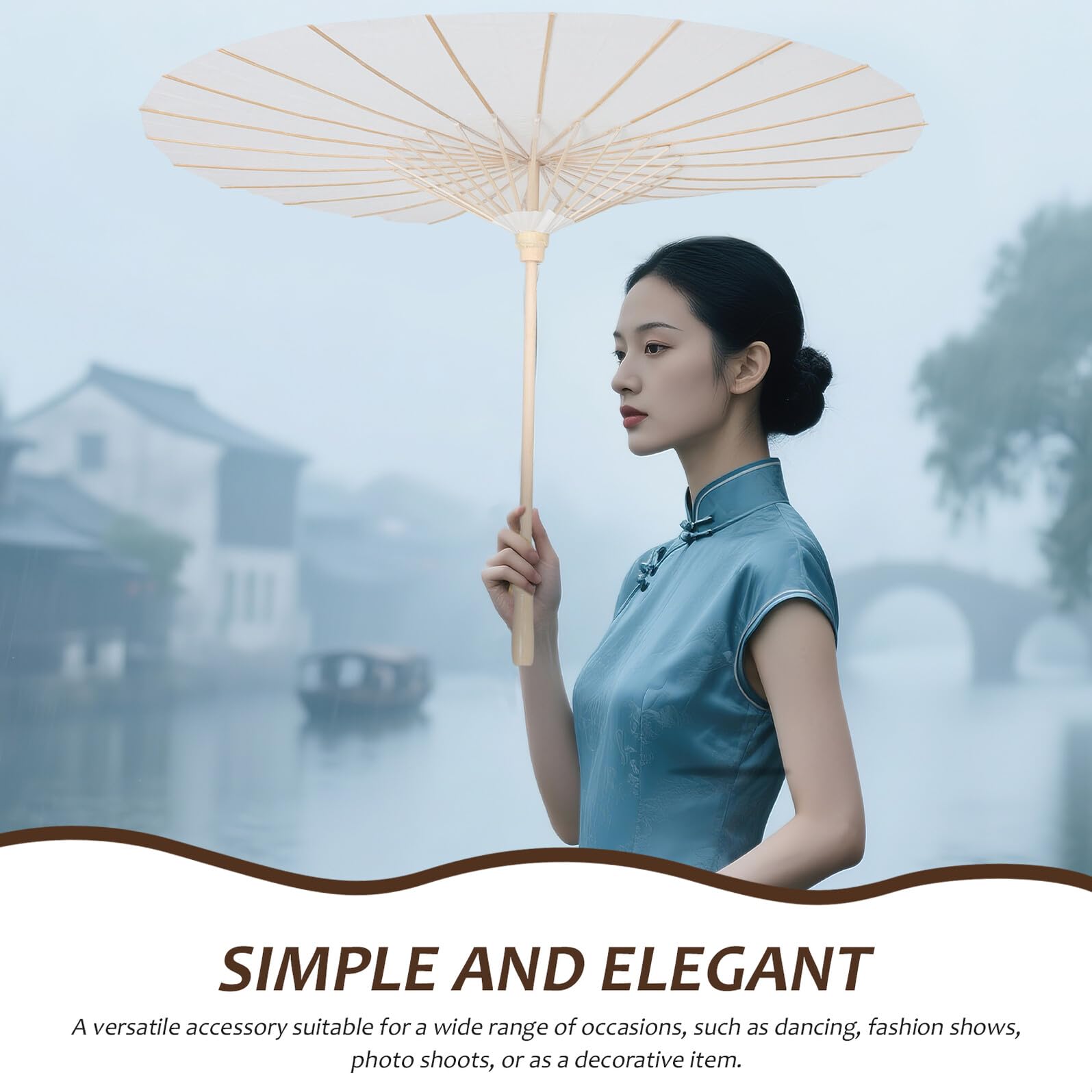 4 Stück Weißer Japanischer Ölpapier Regenschirm und Papier Eleganter Sonnenschirm für Hochzeiten und Teepartys Selbstgemacht Bastelset für Dekorative Fotorequisiten