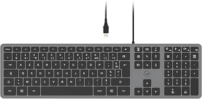 Mobility Lab Clavier PC Filaire AZERTY Ultra Slim Silencieux USB avec Pavé Numérique et Raccourcis Multimédia – Design Gris Sidéral – Idéal pour Bureau, Maison, Télétravail – Compatible