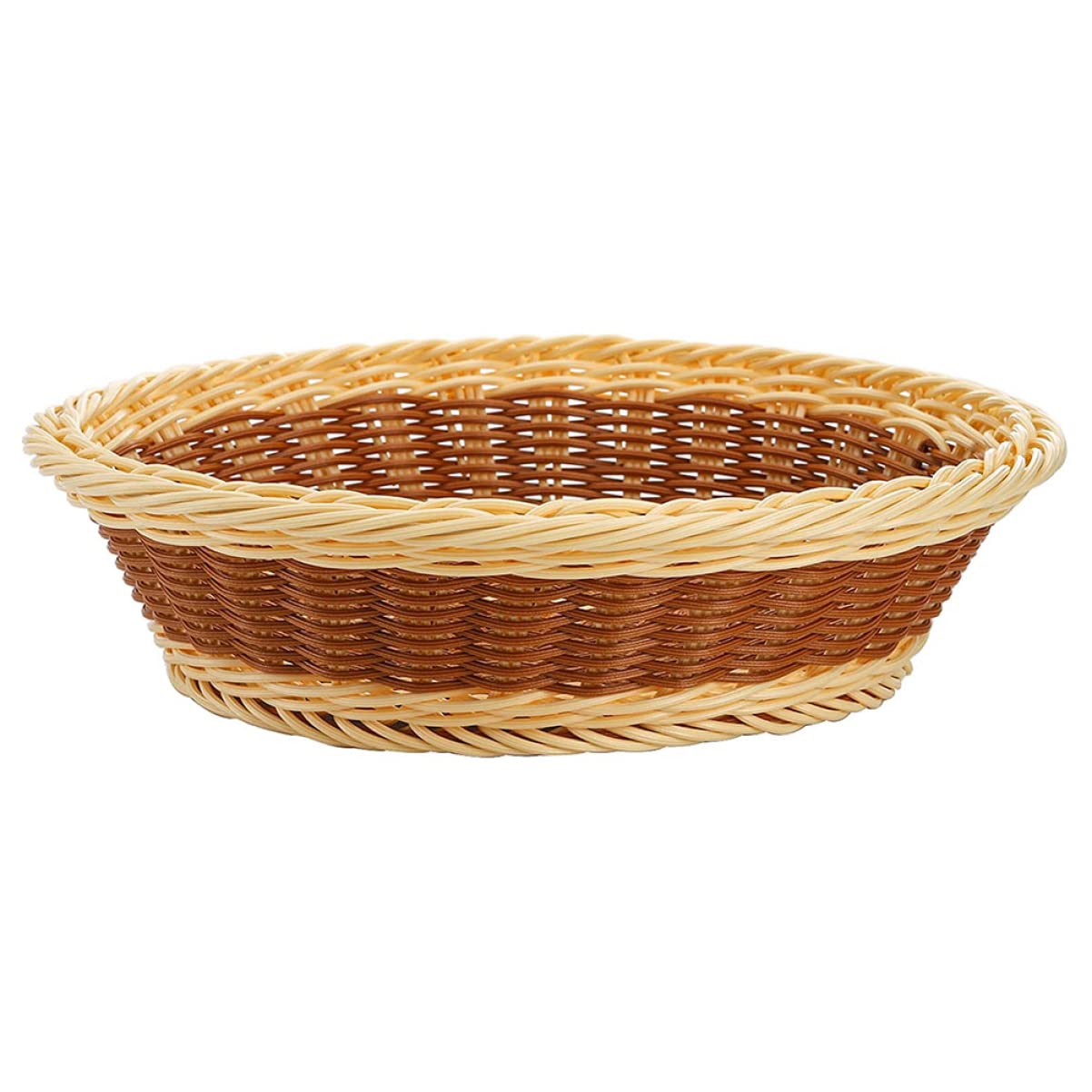Cesto per frutta in plastica intrecciata a mano, in finto rattan