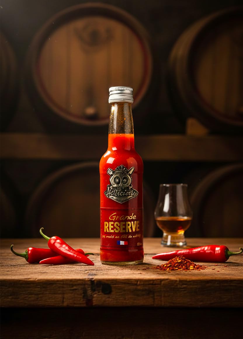 Sauce piquante Grande Réserve Hellicious - épicée et fermentée 24 mois en fût de whisky AWA - sauce authentique fabriquée en France