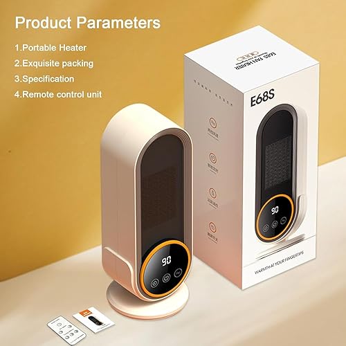 Miniatura 9 de Calentador de espacio, calefacción rápida de cerámica PTC, 1200 W, calentador portátil de eficiencia energética con termostato ajustable, control