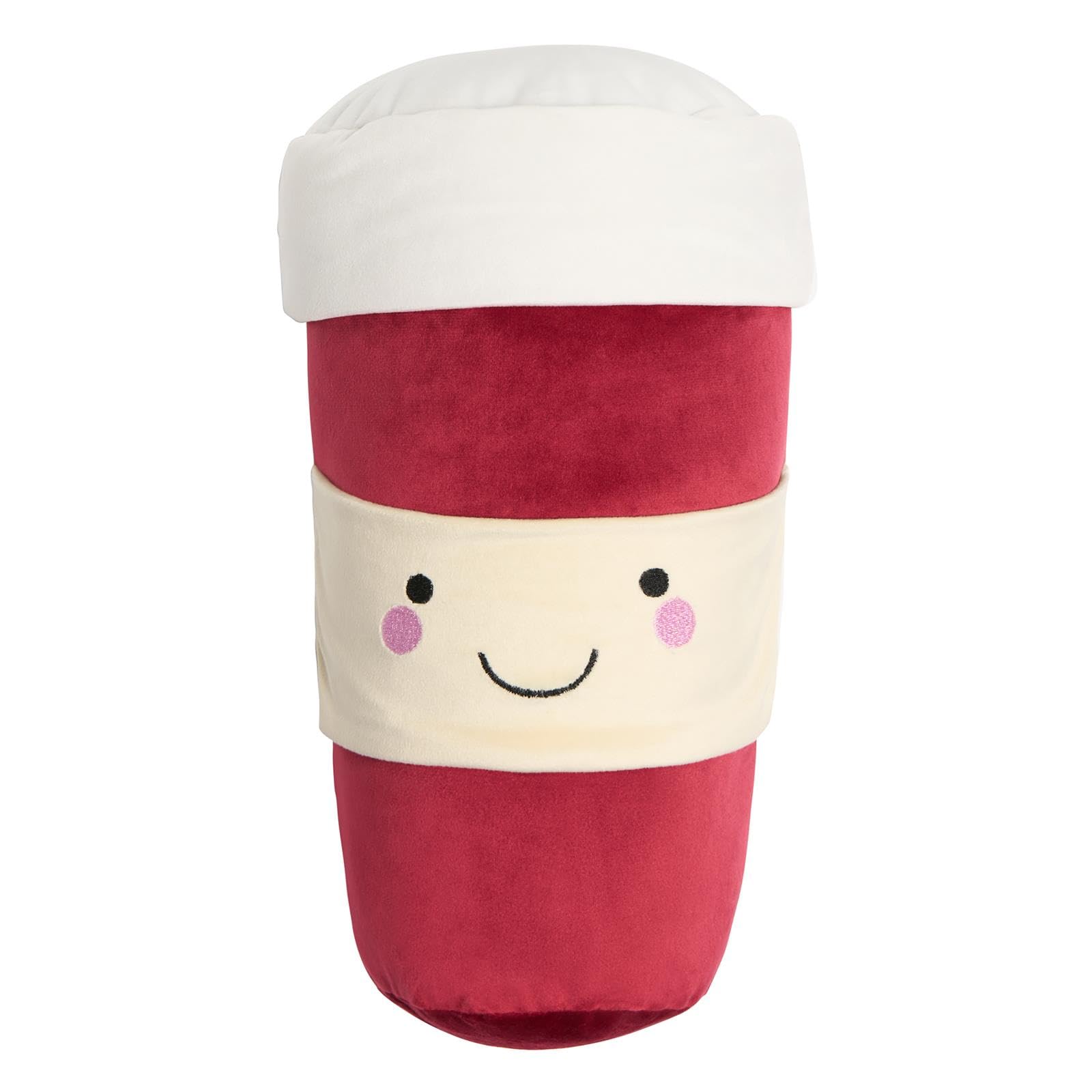 OHS Coffee Cup Throw Pillow - Velvet - Burgundy