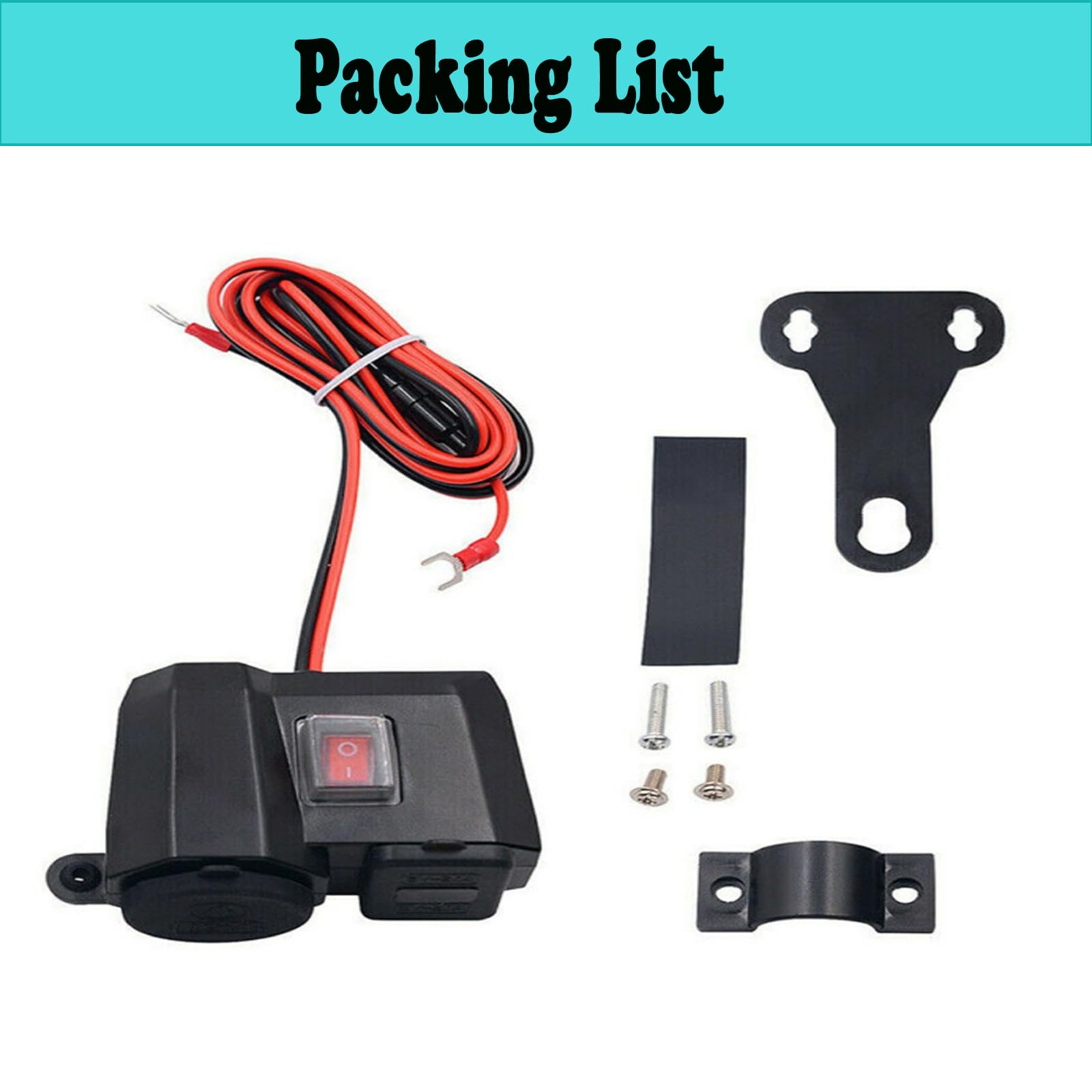 Accendisigari per moto, impermeabile, 12 V/24 V, presa USB, presa per moto, con due porte USB per moto, impermeabile, caricabatteria da auto da incasso (A)