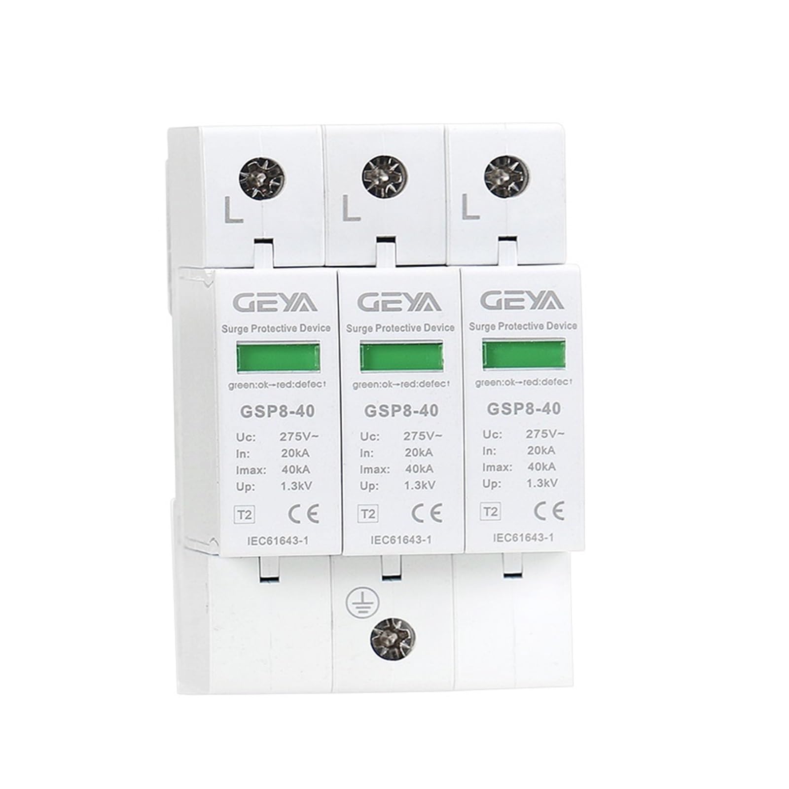 GSP8 SPD 1P 2P 3P 4P Überspannungsschutz 220V Schiene AC275V AC385V 400V 440V 40KA SPD Haushalt Überspannungsschutz Sonderangebot (Color : 400V 40KA, Size : 2P)