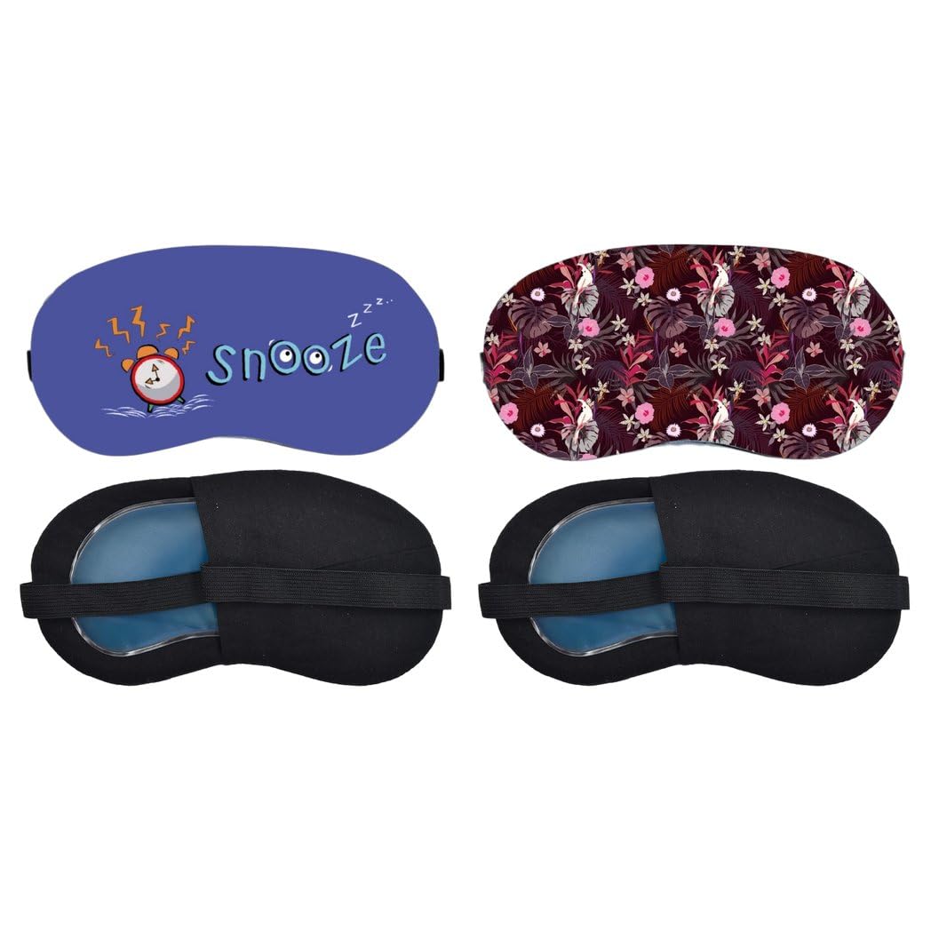 Aoxeria Snooze Alarm, Burgundy Botanical Floral Sleeping Mask Combo, Soft Comfortable Light-Blocking Eye Cover for Women, Men & Kids, Reusable Blindfold for Night Sleep, Nap, Travel (Pack of 2)-image-11