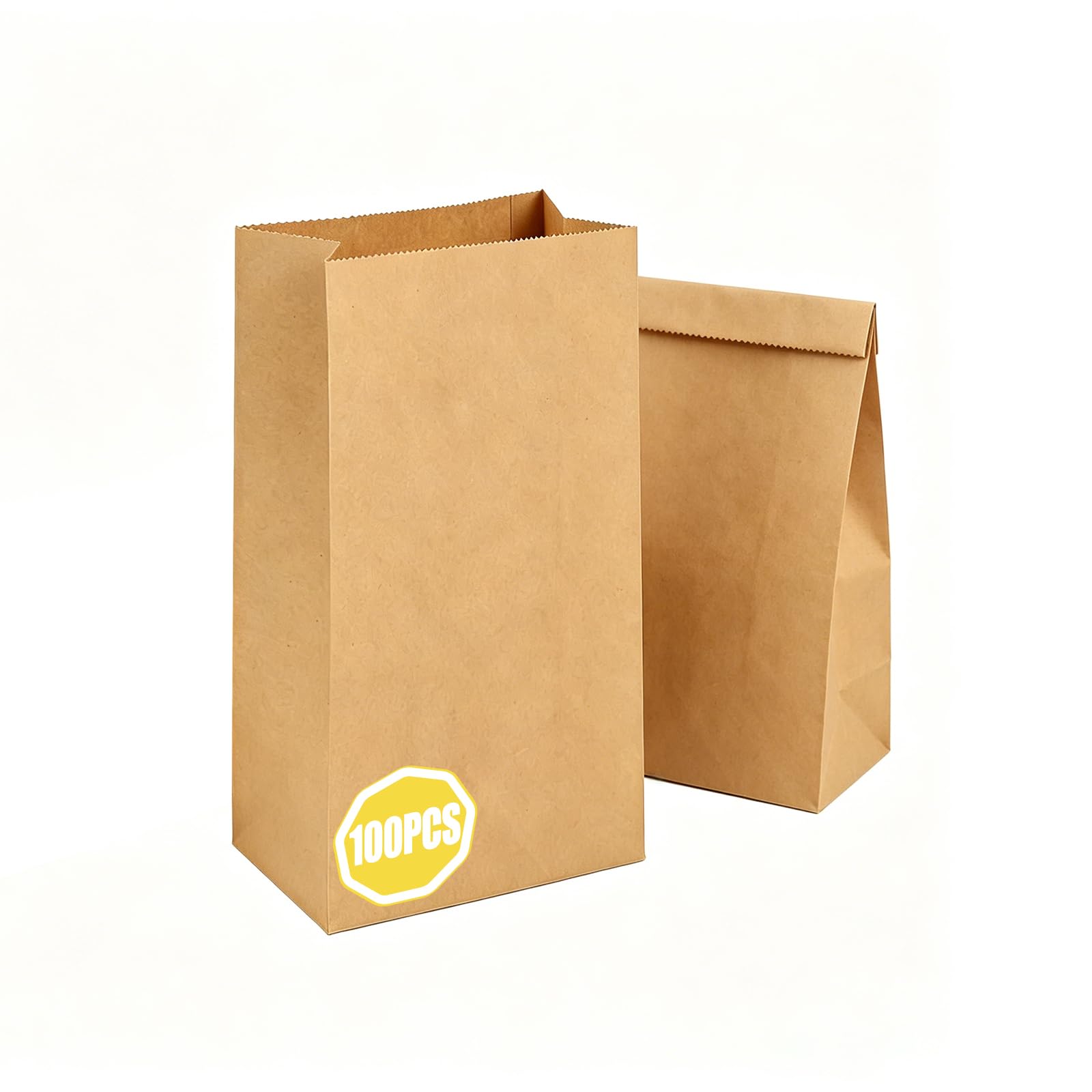 AN HUI MING 100 Pcs Small Brown Paper Bags 12×7×21.5cm, Lunch Paper Bag Kraft Bags for Food Groceries,Snacks,Sweets,Birthdays,Christmas Parties and Weddings(12×7×21.5cm)