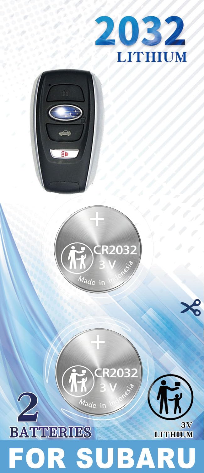 (2 Pack) CR2032 Key fob Battery Replacement for Subaru 2017-2024 Outback Ascent Crosstrek Forester Impreza Legacy CVT STI WRX Smart Remote (FHYQ14AHX