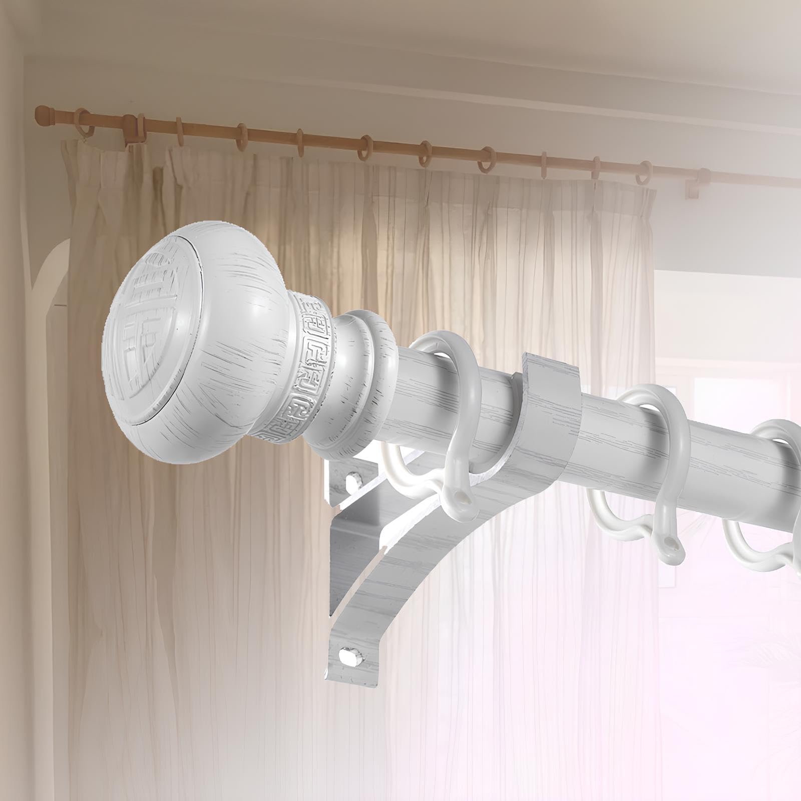 WQPMNYG Premium Aluminum Roman Curtain Rod70600cm AdjustableWood Grain FinishIncludes End Caps & PulleyCustomizable Lengths (White Oak 290cm)