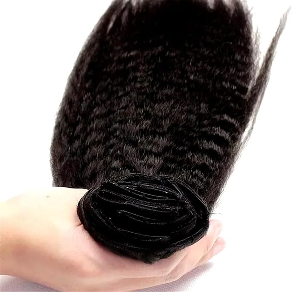 Przedłużanie włosów Perwersyjne proste doczepiane włosy Prawdziwe ludzkie dla czarnych kobiet Podwójny wątek Yaki Proste brazylijskie Remy Naturalny czarny kolor 7 sztuk 120G(20inches)