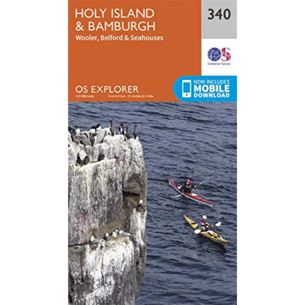 Holy Island & Bamburgh Map | Wooler, Belford & Seahouses | Ordnance Survey | OS Explorer Map 340 | England | Walks | Hiking | Maps | Adventure