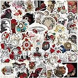 デカダンス ハロウィン ゴシック ロック Gothic ホラー 恐怖 スカル Skull 髑髏 どくろ ドクロ 頭蓋骨 骸骨 イラスト シール ステッカー (50枚JB)