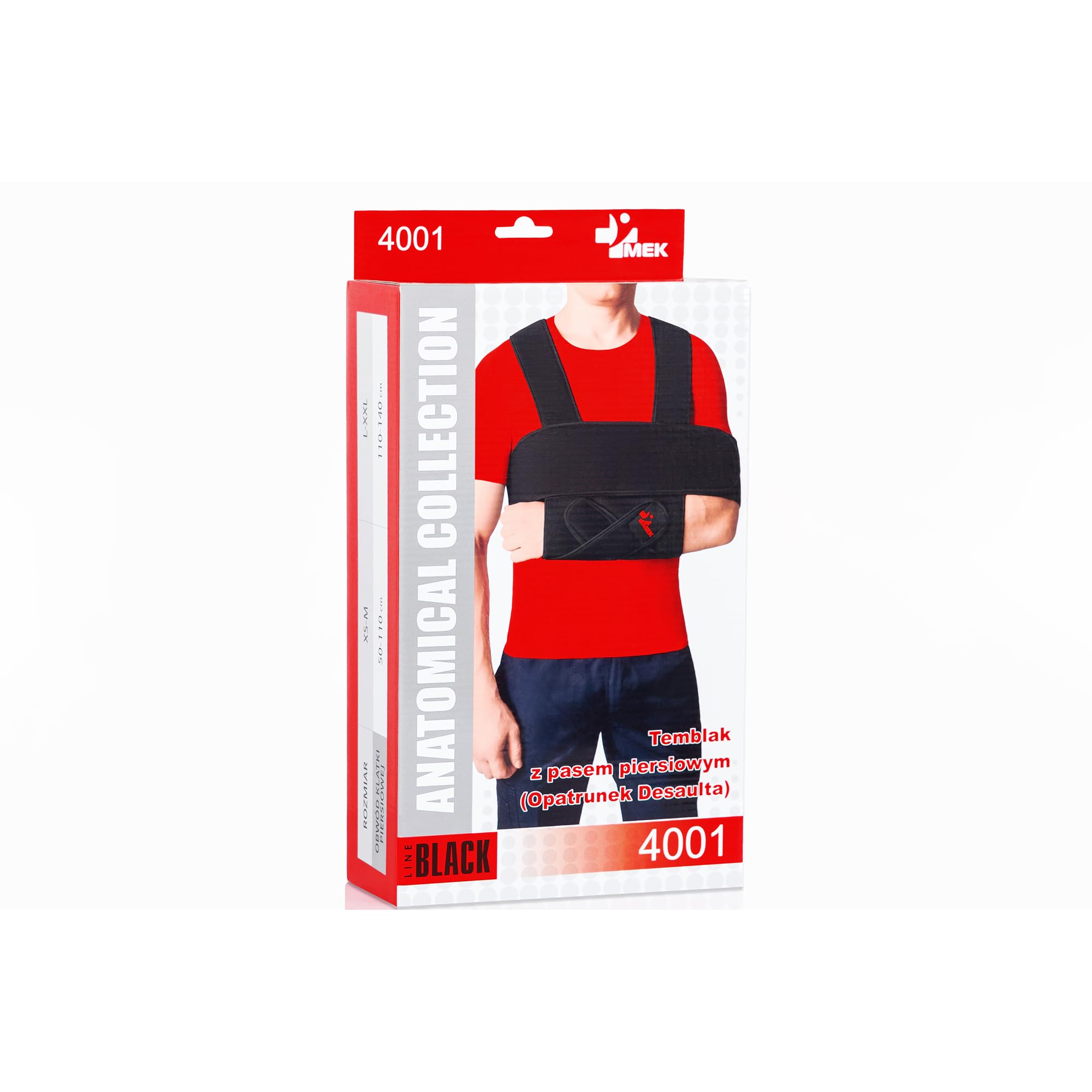 Schulterbandage & Armschlinge mit Brustgurt - Medizinprodukt hergestellt in EU - Schulterorthese zur Ruhigstellung nach OP, Luxation oder Fraktur links & rechts tragbar, Schwarz (XS–M)