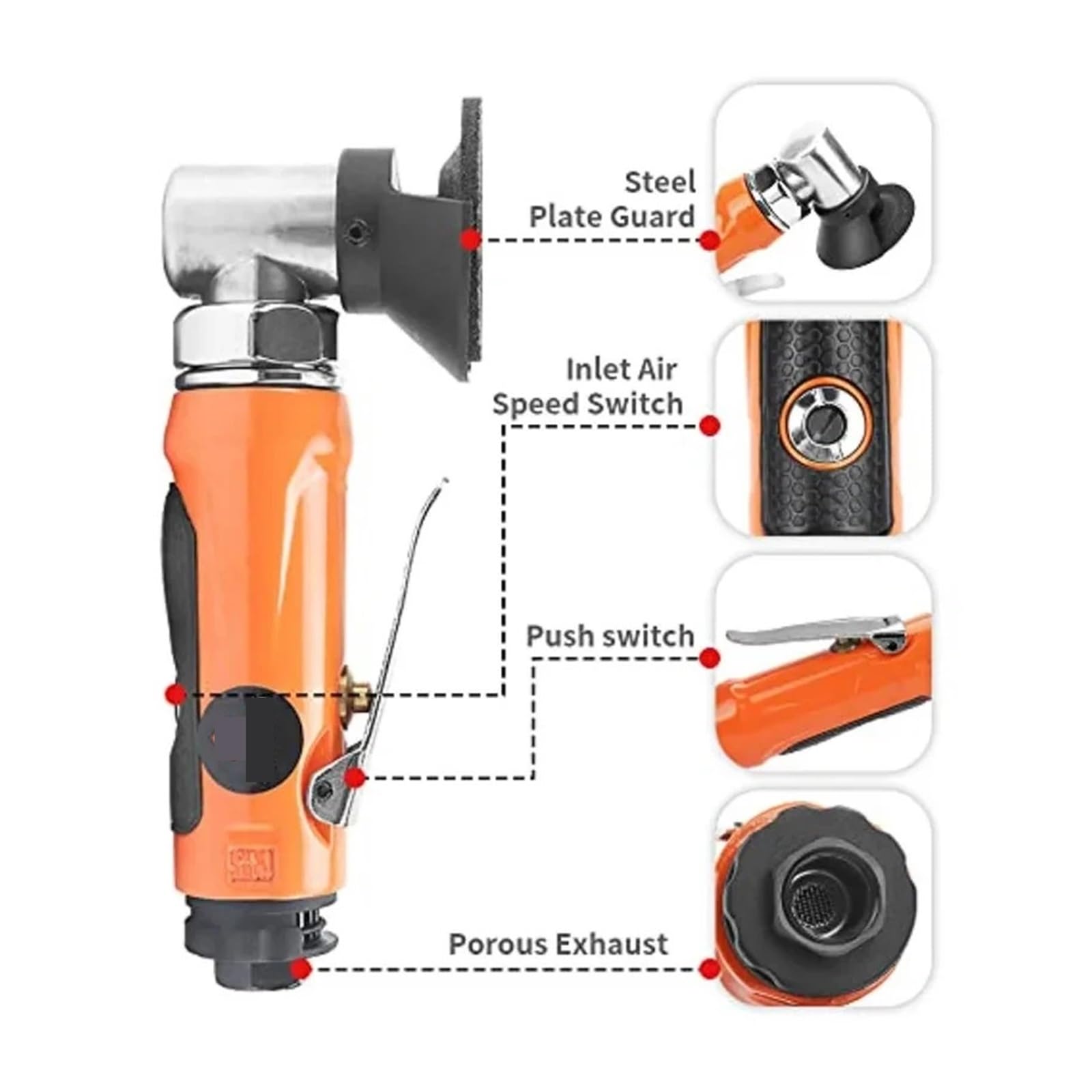 Pneumatyczna 2-calowa mini szlifierka kątowa z 3 szt. tarczami szlifierskimi, Ciężki obowiązek(Set1)