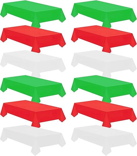12 manteles de plástico navideños para mesas rectangulares, desechables de 54 x 108 pulgadas, para Año Nuevo, para Año Nuevo, hasta 8 pies, manteles