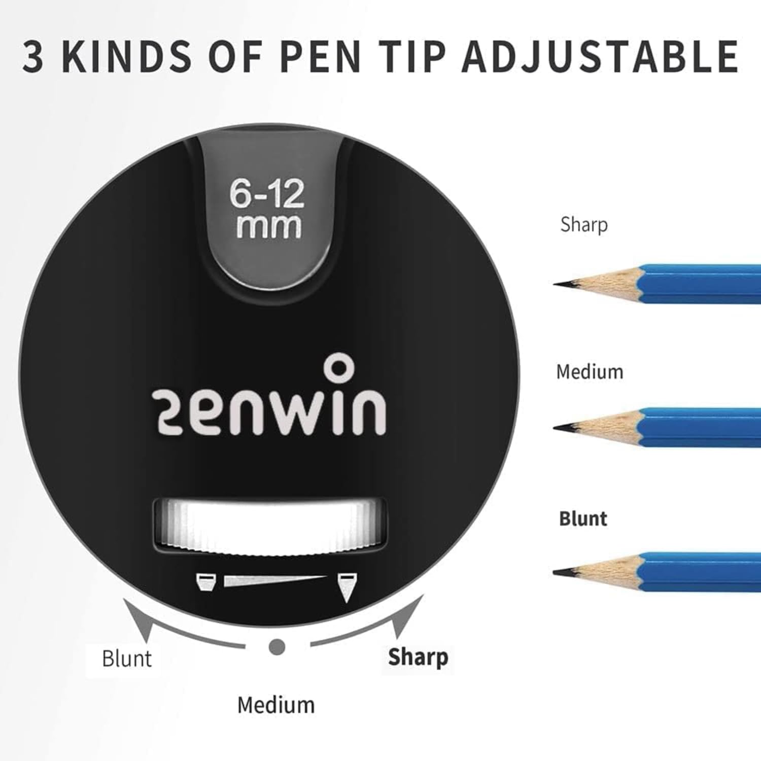 Bleistiftspitzer Elektrisch USB, Elektrischer Anspitzer für dicke und dünne stifte, Wiederaufladbarer Bleistiftschneider mit Behälter für 6-12 mm Bleistifte (Black)