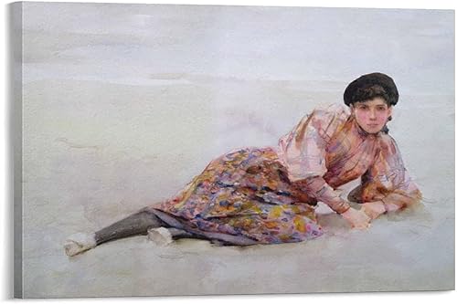 Henry Scott Tuke - Póster de niña en la playa, pintura decorativa, lienzo, arte de pared, póster de sala de estar, dormitorio, 16 x 24 pulgadas