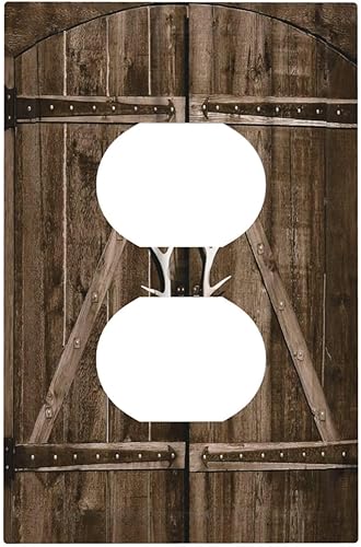 Placa de pared decorativa para puerta de granero dúplex de 1 banda, placa frontal decorativa para receptáculo eléctrico único, placa de pared para