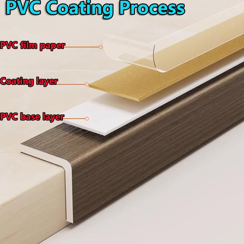 Protections d'angle murales autocollantes en PVC de 99,1 cm – Bande de protection d'angle en forme de L pour murs, portes, fenêtres, chêne – W 2 cm / in in