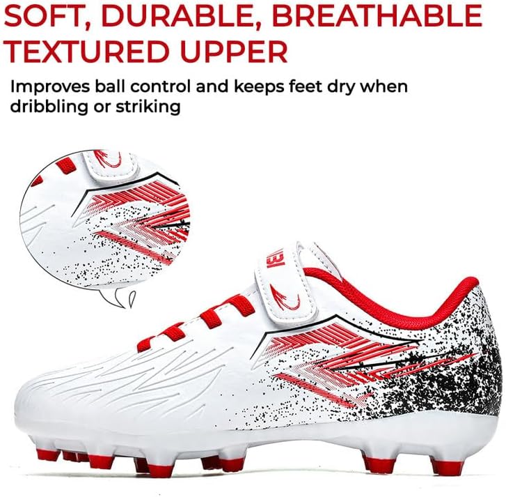 SAIBI Boys Girls Soccer Cleats Youth Firm Groud Athletic Outdoor Football Trainning Shoes for Little/Big Kid