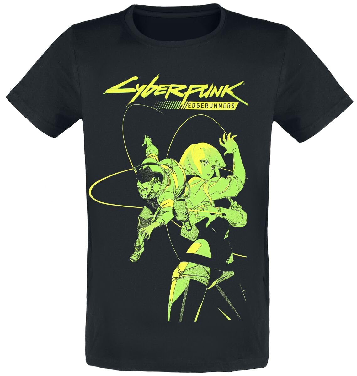 Cyberpunk 2077 Men's Black Cyberpunk Edgerunners - David And Lucy Short-Sleeved T-Shirt Regular/Regular Fit, S