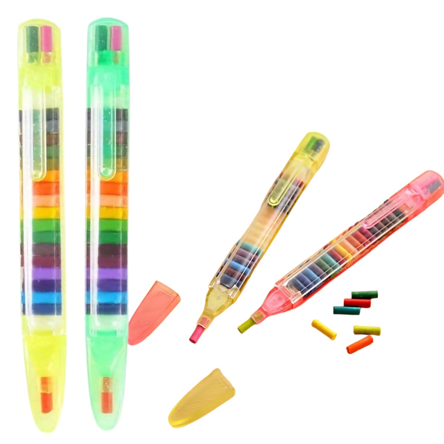 12 Colors in 1 Crayon Pen for Kids – Multi Color Stackable Crayons Colour Set, Crayons for Kids 3+ Years, No Sharpening, Mess-Free Coloring Pens for School, Drawing & Art Supplies (2Pcs Pen)-image-20